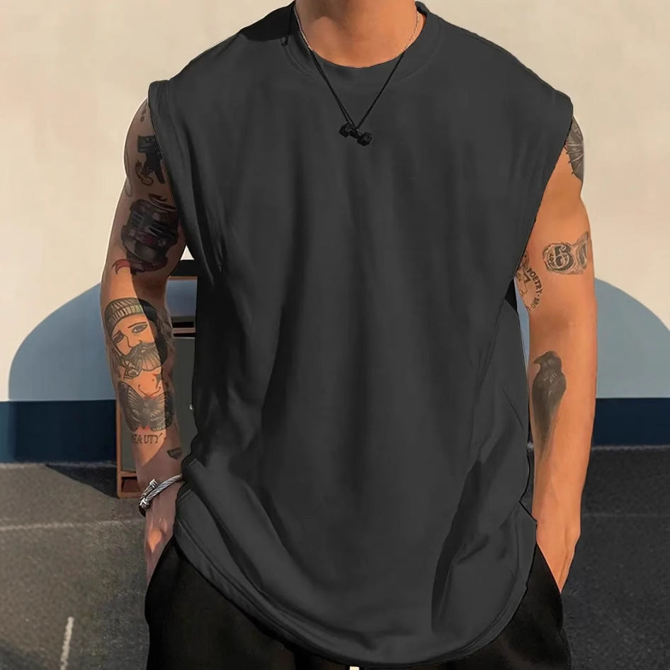 Men's Loose Pullover Solid Color Tank Top Sleeveless T-shirt